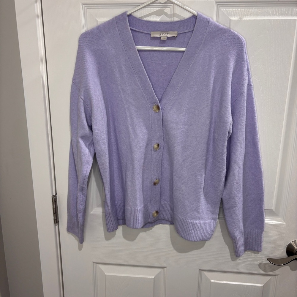 LOFT purple cardigan
